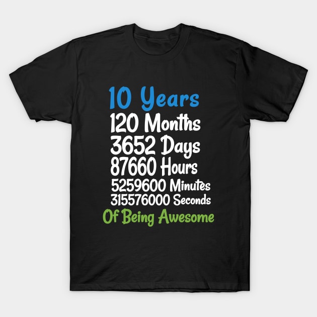 10th Birthday 10 Years Old  Vintage Retro 120 Months T-Shirt by adiline